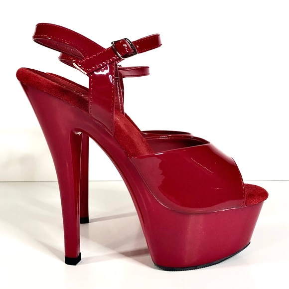 Pleaser Shoes - NWT Pleaser Red Patent 6 in Platform High Heels